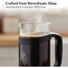 OVENTE French Press Coffee Maker 34 Ounce with Heat Resistant Borosilicate Glass & Stainless Steel 4-Level Filtration System, Portable Cold Brew Coffee Maker for Travel, Camping or Gift, Black FPT34B