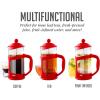 OVENTE French Press Coffee Maker 34 Ounce with Heat Resistant Borosilicate Glass & Stainless Steel 4-Level Filtration System, Portable Cold Brew Coffee Maker for Travel, Camping or Gift, Red FPT34R