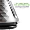 OVENTE Retro Electric Kettle, 1.7L Stainless Steel Tea Kettle, 1500W Fast Heating Hot Water Boiler with LED Indicator Light, Auto Shut-Off & Boil-Dry Protection, BPA-Free Teapot, Black KS755B(Silver)