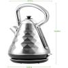 OVENTE Retro Electric Kettle, 1.7L Stainless Steel Tea Kettle, 1500W Fast Heating Hot Water Boiler with LED Indicator Light, Auto Shut-Off & Boil-Dry Protection, BPA-Free Teapot, Black KS755B(Silver)