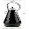 OVENTE Retro Electric Kettle, 1.7L Stainless Steel Tea Kettle, 1500W Fast Heating Hot Water Boiler with LED Indicator Light, Auto Shut-Off & Boil-Dry Protection, BPA-Free Teapot, Black KS755B(Black)