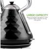 OVENTE Retro Electric Kettle, 1.7L Stainless Steel Tea Kettle, 1500W Fast Heating Hot Water Boiler with LED Indicator Light, Auto Shut-Off & Boil-Dry Protection, BPA-Free Teapot, Black KS755B(Black)
