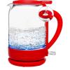 OVENTE Electric Kettle with 1.5L Borosilicate Glass, 1500W Fast Boiling Water Heater for Coffee or Tea, Easy to Fill Lid, Auto Shut-Off, Boil-Dry Protection & Stainless Steel Filter, Red KG516R(Red)