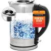 OVENTE Electric Kettle with 1.7L Borosilicate Glass, 1500W Instant Water Boiler and Heater for Coffee or Tea, BPA Free, Easy to Fill Lid, Auto Shut-Off and Boil Dry Protection, Silver KG612S(1.7L Silver)
