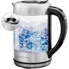 OVENTE Electric Kettle with 1.7L Borosilicate Glass, 1500W Instant Water Boiler and Heater for Coffee or Tea, BPA Free, Easy to Fill Lid, Auto Shut-Off and Boil Dry Protection, Silver KG612S(Silver)