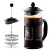 OVENTE French Press Coffee Maker 12 Ounce with Heat Resistant Borosilicate Glass & Stainless Steel 4-Level Filtration System, Portable Cold Brew Coffee Maker for Travel, Camping or Gift, Black FPT12B(Black – 12 Ounce)