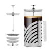 OVENTE French Press Coffee Maker 27 Ounce with Heat Resistant Borosilicate Glass, Stainless Steel Design and 4-Level Filter System, Portable Cold Brewer Pot for Travel, Camping or Gift, Silver FSD27P(34 Ounce)