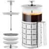OVENTE French Press Coffee Maker 27 Ounce with Heat Resistant Borosilicate Glass, Stainless Steel Design and 4-Level Filter System, Portable Cold Brewer Pot for Travel, Camping or Gift, Silver FSS27P(34 Ounce)