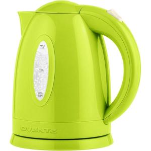 OVENTE Electric Kettle, 1.7L Fast Boiling Water Heater for Coffee or Tea, BPA Free with Water Level Gauge, Auto Shut-Off, Boil-Dry Protection, Indicator Light and Removable Filter, Black KP72B(Green)