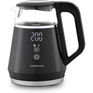 OVENTE Electric Kettle, 1.7L Stainless Steel Water Boiler and Heater with 1100W Power, Temperature Control, Keep Warm Function, Auto Shut-Off, Boil-Dry Protection and Cordless Serving, Red KS58R(Black 1 Liter)