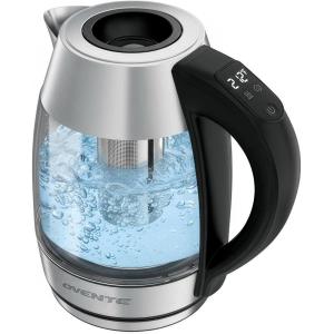 OVENTE Electric Kettle, 1.7L Stainless Steel Water Boiler and Heater with 1100W Power, Temperature Control, Keep Warm Function, Auto Shut-Off, Boil-Dry Protection and Cordless Serving, Red KS58R(Silver 1.7 Liter)