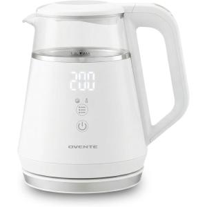 OVENTE Electric Kettle, 1.7L Stainless Steel Water Boiler and Heater with 1100W Power, Temperature Control, Keep Warm Function, Auto Shut-Off, Boil-Dry Protection and Cordless Serving, Red KS58R(White 1 Liter)