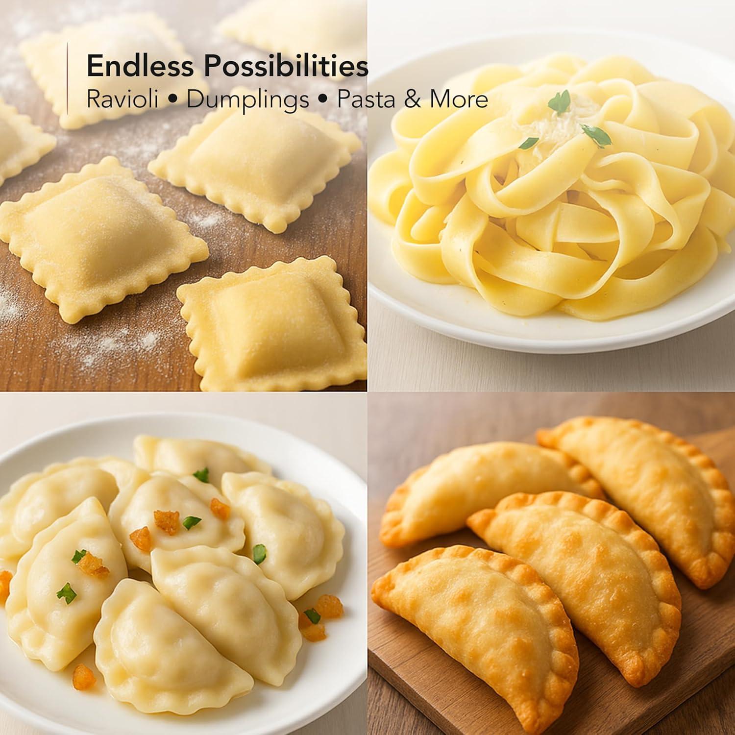 imageOVENTE Ravioli Pasta Roller Cutter with Removable Wheels Compact Kitchen Tool and BPAFree Slicer for Fresh Homemade Dough for Cooking Noodle Baking Pastry Cookie or Brownie Red ACPPA7100RRed ACPPA7100R