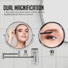 OVENTE 9″ Wall Mounted Makeup Mirror with 1X/7X Magnification, Double Sided Magnifying Round Bathroom Vanity Mirror, 360° Swivel Design, Extendable and Folding Arm, Polished Chrome MNLFW90CH1X7X(Polished Chrome)