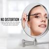 OVENTE 9″ Wall Mounted Makeup Mirror with 1X/7X Magnification, Double Sided Magnifying Round Bathroom Vanity Mirror, 360° Swivel Design, Extendable and Folding Arm, Polished Chrome MNLFW90CH1X7X(Nickel Brushed)