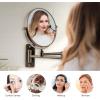OVENTE 9″ Wall Mounted Makeup Mirror with 1X/7X Magnification, Double Sided Magnifying Round Bathroom Vanity Mirror, 360° Swivel Design, Extendable and Folding Arm, Polished Chrome MNLFW90CH1X7X(Antique Bronze)