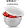 OVENTE Mixing Bowl Set with Lids, 3-Piece Stainless Steel Nesting Bowls for Easy Food Storage, Stackable Design, Kitchen Essential for Baking, Cooking and Prepping, Size 5, 3.5, 1.5QT, Silver BM46333S(5  3.5  and 1.5 Quarts)