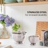 OVENTE Mixing Bowl Set with Lids, 3-Piece Stainless Steel Nesting Bowls for Easy Food Storage, Stackable Design, Kitchen Essential for Baking, Cooking and Prepping, Size 5, 3.5, 1.5QT, Silver BM46333S(5  3  1.5 Quarts)