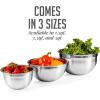 OVENTE Mixing Bowl Set with Lids, 3-Piece Stainless Steel Nesting Bowls for Easy Food Storage, Stackable Design, Kitchen Essential for Baking, Cooking and Prepping, Size 5, 3.5, 1.5QT, Silver BM46333S(5  3.5  and 1.5 Quarts)