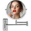 OVENTE 9″ Wall Mounted Makeup Mirror with 1X/7X Magnification, Double Sided Magnifying Round Bathroom Vanity Mirror, 360° Swivel Design, Extendable and Folding Arm, Polished Chrome MNLFW90CH1X7X(Polished Chrome)
