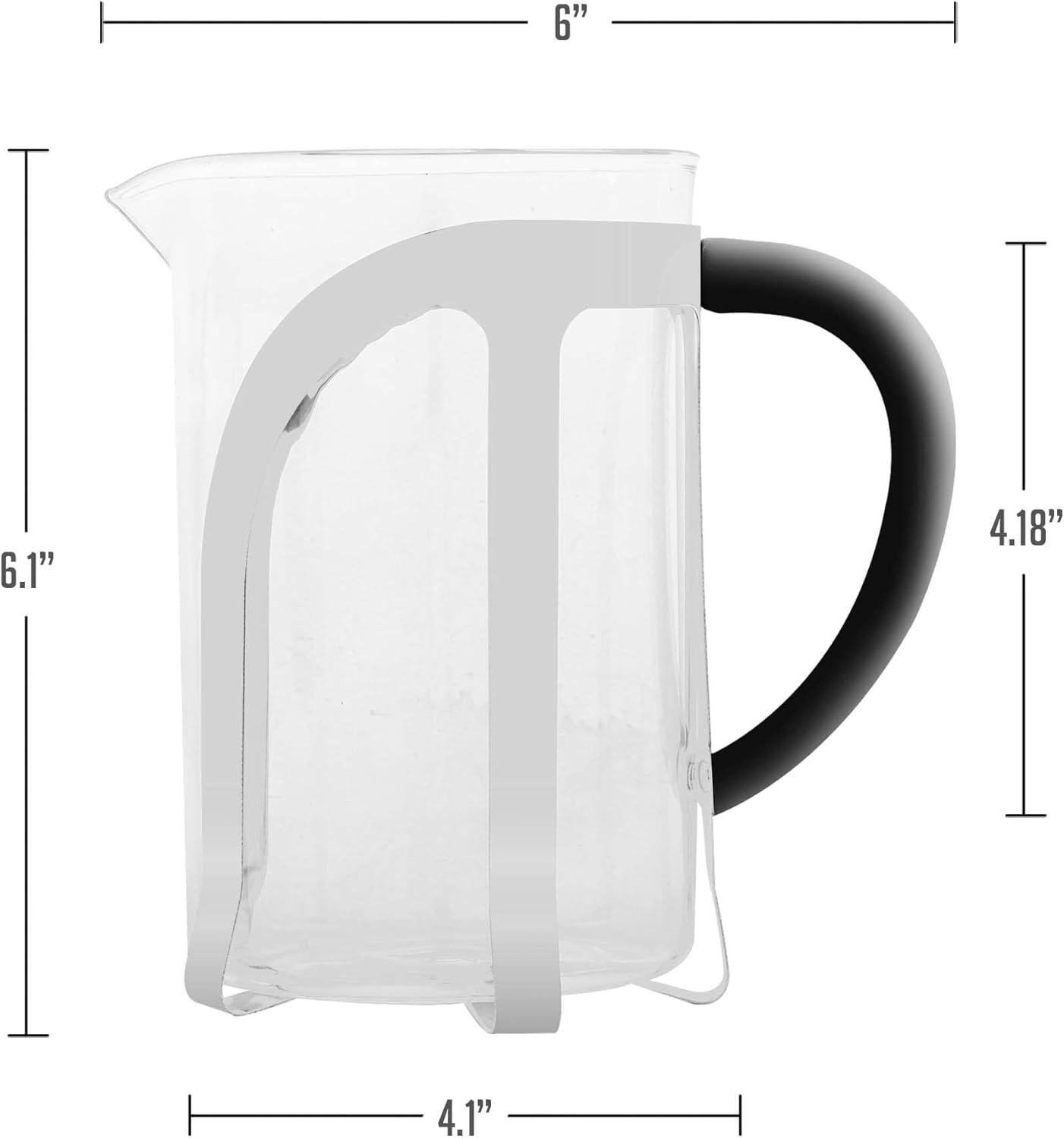 imageOVENTE French Press Coffee Maker 27oz Heat Resistant Borosilicate Glass BPAFree Brewing Pot with 4Level Filter System and Stainless Steel Plunger for Cold Brew Coffee Tea and More Clear FGC27T27 Ounce