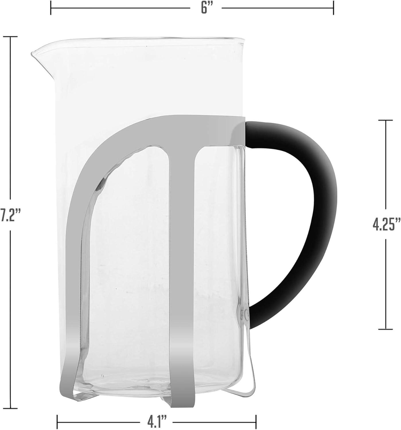 imageOVENTE French Press Coffee Maker 27oz Heat Resistant Borosilicate Glass BPAFree Brewing Pot with 4Level Filter System and Stainless Steel Plunger for Cold Brew Coffee Tea and More Clear FGC27T34 Ounce
