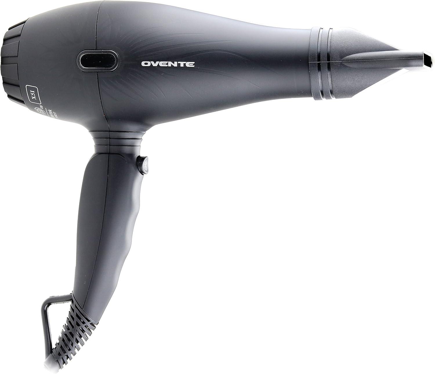 imageOvente 1875 Watt Professional Hair Dryer with Diffuser Ionic amp Tourmaline Technology For Body Volume amp Smoothing Concentrator Attachment amp Travel Bag Lightweight for Home Use Black amp Red X3400BRBlack