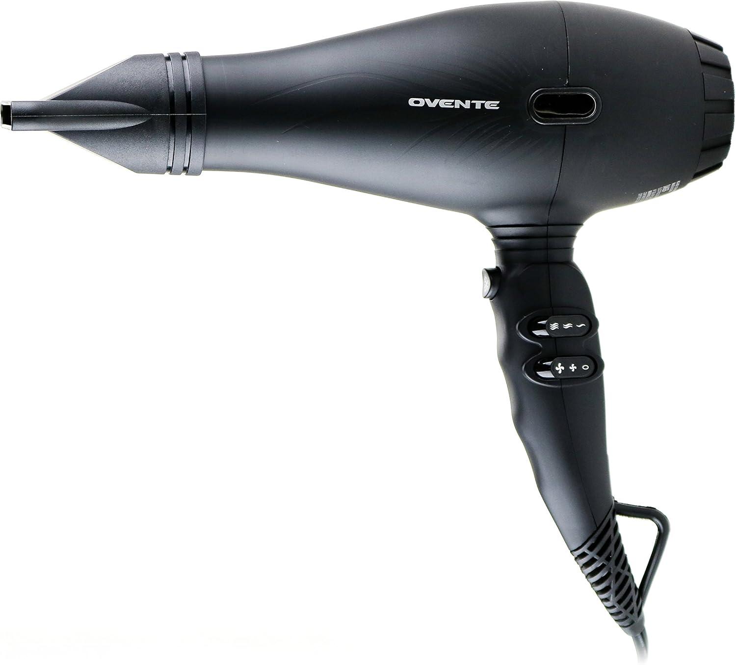 imageOvente 1875 Watt Professional Hair Dryer with Diffuser Ionic amp Tourmaline Technology For Body Volume amp Smoothing Concentrator Attachment amp Travel Bag Lightweight for Home Use Black amp Red X3400BRBlack