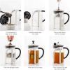 OVENTE French Press Coffee Maker, 27oz Heat Resistant Borosilicate Glass, BPA-Free Brewing Pot with 4-Level Filter System and Stainless Steel Plunger for Cold Brew Coffee, Tea and More, Clear FGC27T(27 Ounce)