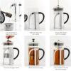 OVENTE French Press Coffee Maker, 27oz Heat Resistant Borosilicate Glass, BPA-Free Brewing Pot with 4-Level Filter System and Stainless Steel Plunger for Cold Brew Coffee, Tea and More, Clear FGC27T(34 Ounce)