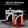 OVENTE French Press Coffee Maker, 27oz Heat Resistant Borosilicate Glass, BPA-Free Brewing Pot with 4-Level Filter System and Stainless Steel Plunger for Cold Brew Coffee, Tea and More, Clear FGC27T(20 Ounce)