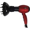 Ovente 1875 Watt Professional Hair Dryer with Diffuser, Ionic & Tourmaline Technology, For Body, Volume & Smoothing, Concentrator Attachment & Travel Bag, Lightweight for Home Use, Black & Red X3400BR(Black & Red)