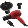 Ovente 1875 Watt Professional Hair Dryer with Diffuser, Ionic & Tourmaline Technology, For Body, Volume & Smoothing, Concentrator Attachment & Travel Bag, Lightweight for Home Use, Black & Red X3400BR(Black & Red)