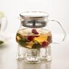 Ovente Glass Teapot with High Grade Stainless Steel Infuser 27 Ounce with Free Measuring Scoop, Heat Tempered Borosilicate Teapot Warmer with Leak and Spill Proof Technology, Clear FGB27T