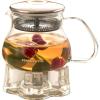 Ovente Glass Teapot with High Grade Stainless Steel Infuser 27 Ounce with Free Measuring Scoop, Heat Tempered Borosilicate Teapot Warmer with Leak and Spill Proof Technology, Clear FGB27T