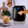 OVENTE Compact Air Fryer, 3.2 Quart Electric Hot Cooker with 1400W Power, Digital LED Touch Screen, Auto Shutoff, Dishwasher Safe Non-Stick Basket, Perfect for Healthy & Oilless Food, Black FAD61302B