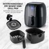 OVENTE Compact Air Fryer, 3.2 Quart Electric Hot Cooker with 1400W Power, Digital LED Touch Screen, Auto Shutoff, Dishwasher Safe Non-Stick Basket, Perfect for Healthy & Oilless Food, Black FAD61302B