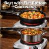 OVENTE Countertop Infrared Double Burner, 1700W Electric Hot Plate and Portable Stove with 7.75″ and 6.75″ Ceramic Glass Cooktop, 5 Level Temperature Setting and Easy to Clean Base, Black BGI102B(BGI101S – Silver)
