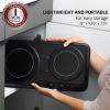 OVENTE Countertop Infrared Double Burner, 1700W Electric Hot Plate and Portable Stove with 7.75″ and 6.75″ Ceramic Glass Cooktop, 5 Level Temperature Setting and Easy to Clean Base, Black BGI102B(BGI102B – Black)