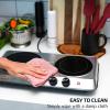 OVENTE Countertop Infrared Double Burner, 1700W Electric Hot Plate and Portable Stove with 7.75″ and 6.75″ Ceramic Glass Cooktop, 5 Level Temperature Setting and Easy to Clean Base, Black BGI102B(BGI102S – Silver)