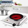 OVENTE Countertop Infrared Double Burner, 1700W Electric Hot Plate and Portable Stove with 7.75″ and 6.75″ Ceramic Glass Cooktop, 5 Level Temperature Setting and Easy to Clean Base, Black BGI102B(BGI201S – Silver)