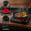 OVENTE Countertop Infrared Double Burner, 1700W Electric Hot Plate and Portable Stove with 7.75″ and 6.75″ Ceramic Glass Cooktop, 5 Level Temperature Setting and Easy to Clean Base, Black BGI102B(BGI101B – Black)