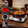 OVENTE Countertop Infrared Double Burner, 1700W Electric Hot Plate and Portable Stove with 7.75″ and 6.75″ Ceramic Glass Cooktop, 5 Level Temperature Setting and Easy to Clean Base, Black BGI102B(BGI101S – Silver)
