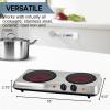 OVENTE Countertop Infrared Double Burner, 1700W Electric Hot Plate and Portable Stove with 7.75″ and 6.75″ Ceramic Glass Cooktop, 5 Level Temperature Setting and Easy to Clean Base, Black BGI102B(BGI102S – Silver)
