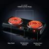 OVENTE Electric Countertop Double Burner, 1700W Cooktop with 6″ and 5.75″ Stainless Steel Coil Hot Plates, 5 Level Temperature Control, Indicator Lights and Easy to Clean Cooking Stove, Black BGC102B(BGC102B – Black)