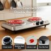 OVENTE Electric Countertop Double Burner, 1700W Cooktop with 6″ and 5.75″ Stainless Steel Coil Hot Plates, 5 Level Temperature Control, Indicator Lights and Easy to Clean Cooking Stove, Black BGC102B(BGC102S – Silver)