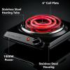 OVENTE Electric Countertop Double Burner, 1700W Cooktop with 6″ and 5.75″ Stainless Steel Coil Hot Plates, 5 Level Temperature Control, Indicator Lights and Easy to Clean Cooking Stove, Black BGC102B(BGC101B – Black)