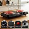 OVENTE Electric Countertop Double Burner, 1700W Cooktop with 6″ and 5.75″ Stainless Steel Coil Hot Plates, 5 Level Temperature Control, Indicator Lights and Easy to Clean Cooking Stove, Black BGC102B(BGC102B – Black)
