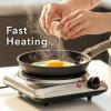 OVENTE Electric Countertop Single Burner, 1000W Cooktop with 7.25 Inch Cast Iron Hot Plate, 5 Level Temperature Control, Compact Cooking Stove and Easy to Clean Stainless Steel Base, Silver BGS101S(BGS101S – Silver)