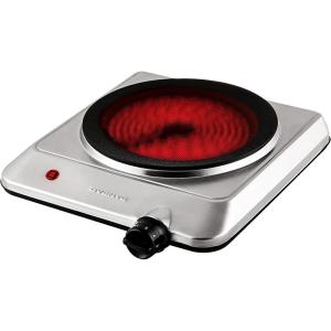 OVENTE Countertop Infrared Double Burner, 1700W Electric Hot Plate and Portable Stove with 7.75″ and 6.75″ Ceramic Glass Cooktop, 5 Level Temperature Setting and Easy to Clean Base, Black BGI102B(BGI201S – Silver)